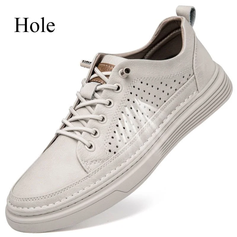 Men's Classic Fashion Leather Casual Flat Shoes with Holes (FM1238)